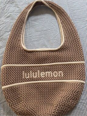 lululemon athletica Brown Crochet Tote with Cream Trim